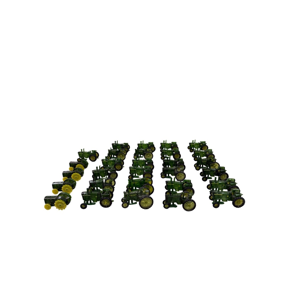 Lot of 29 John Deere Miniature Toy Tractors Translucent Green Clip On Decor
